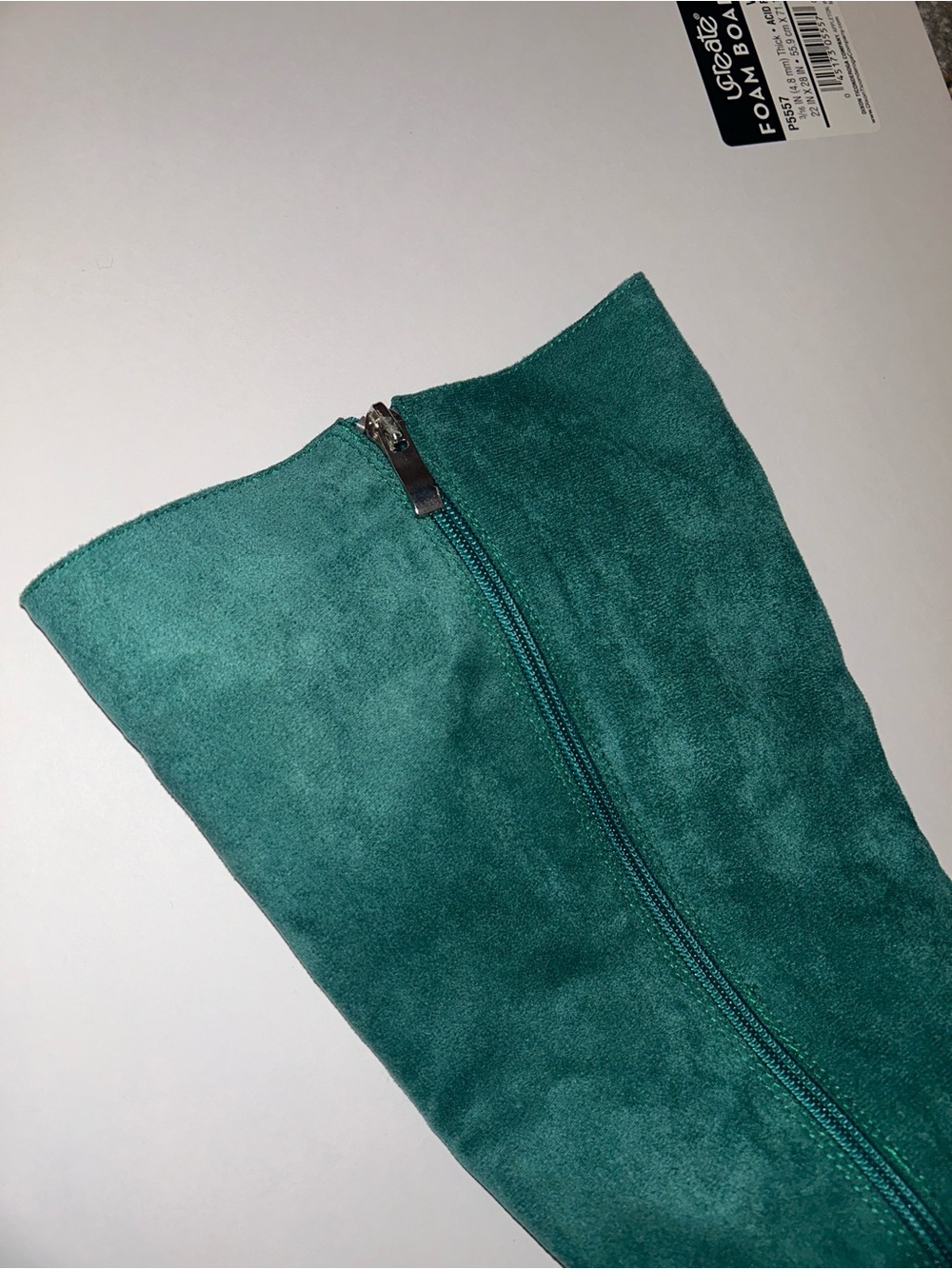 Women's Teal Suede Mid-Calf Block Heel Boots - Picture 6 of 9